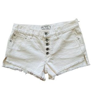 Free People | White Denim Mid-Rise Cutoff Shorts